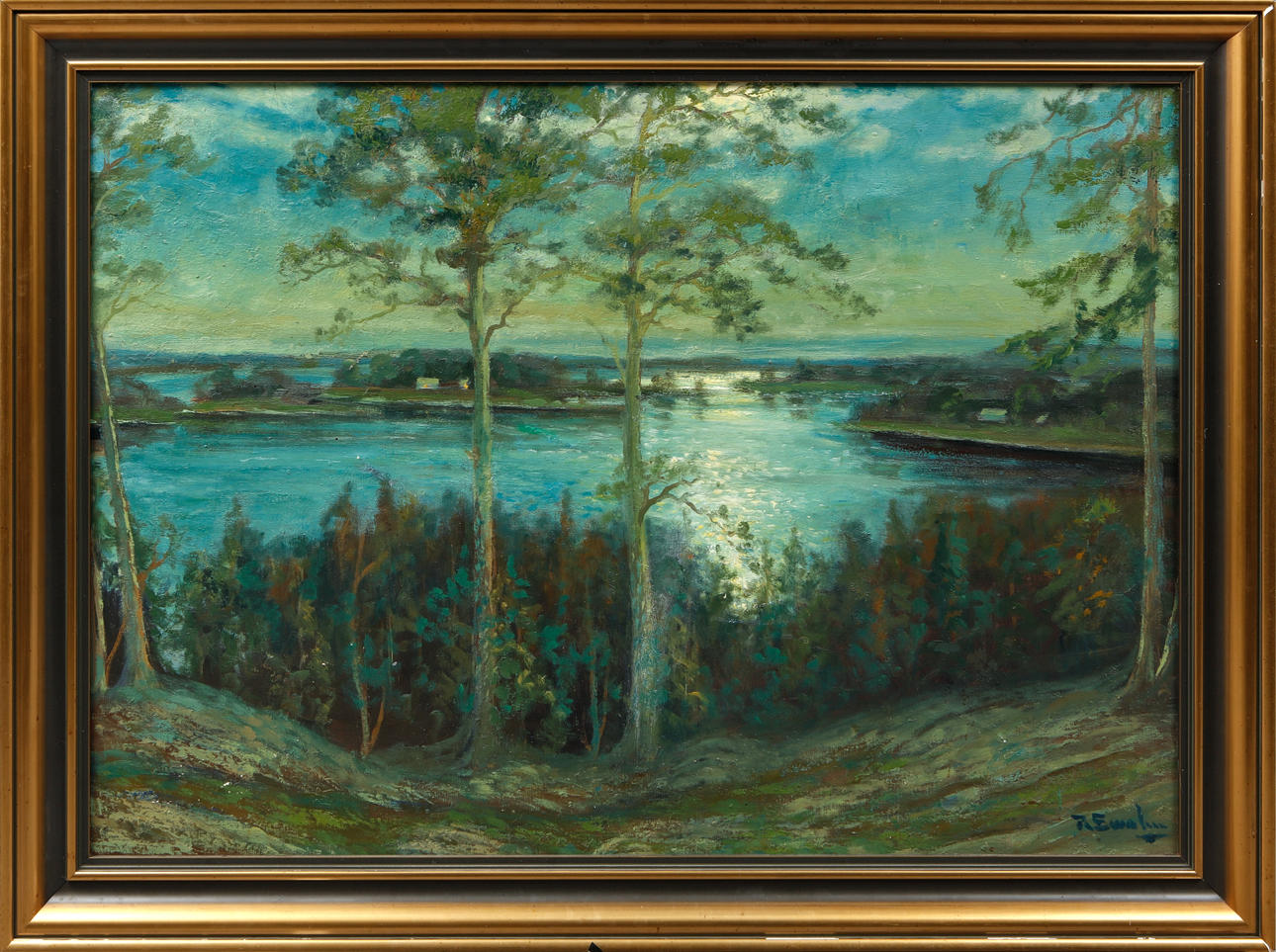 RAGNAR SWAHN. Landscape, oil on canvas, signed.