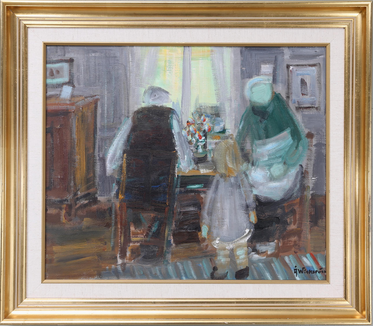 ÅKE WICKSTRÖM. Interiörmotiv, olja på duk, signerad.