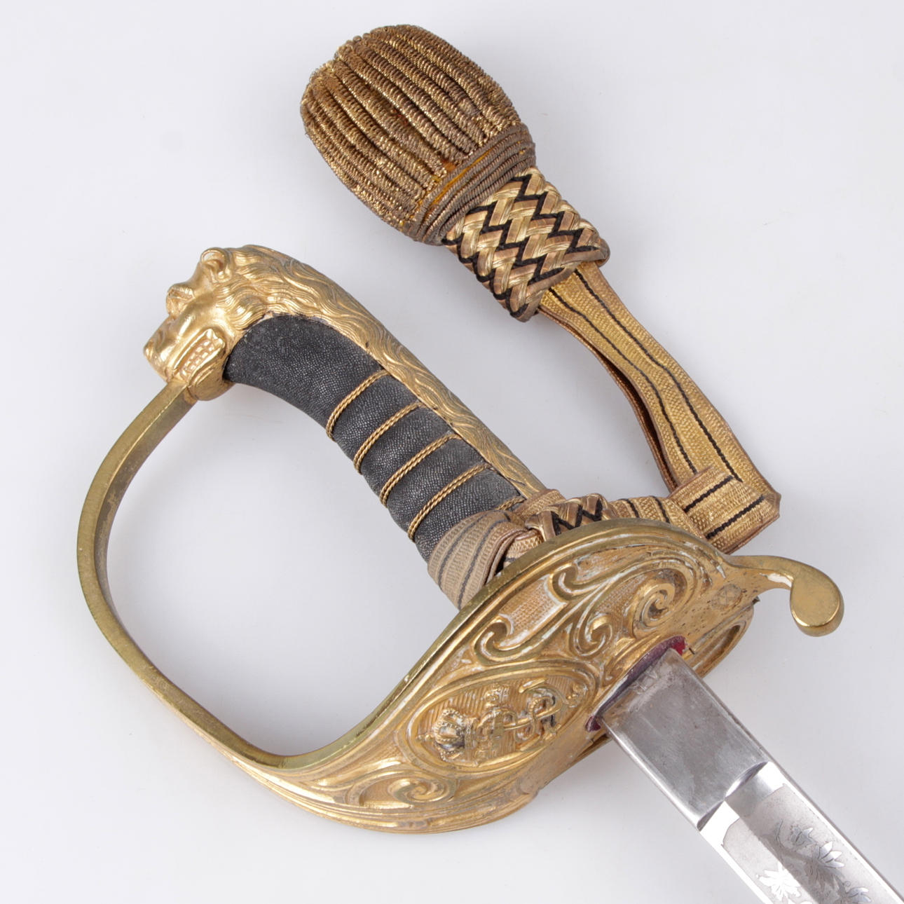 SJÖOFFICERSSABEL, Kungliga Flottan Model 1878/1915, etsad dekor.