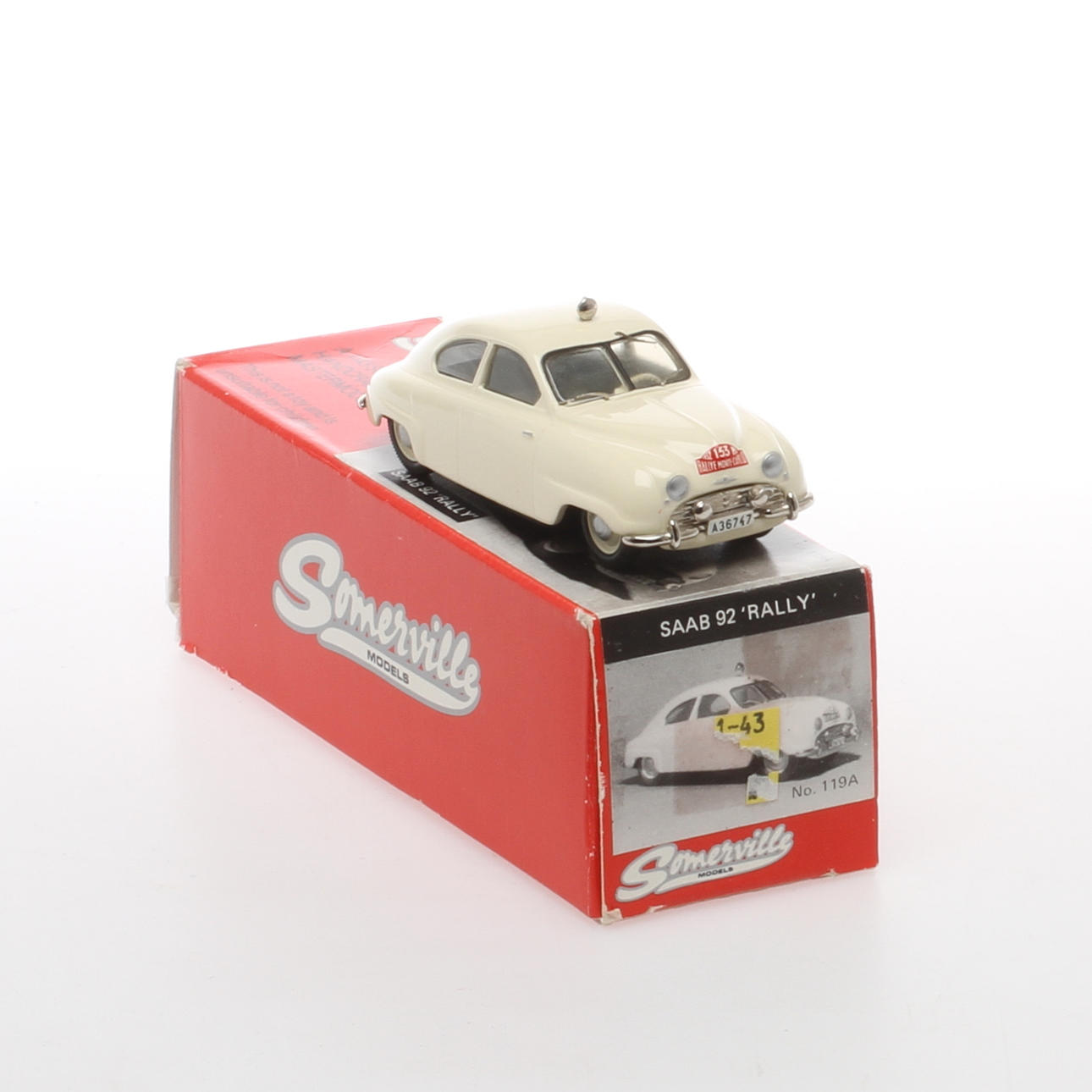 MODELLBIL SOMERVILLE SAAB 92 'RALLY' i originalkartong.