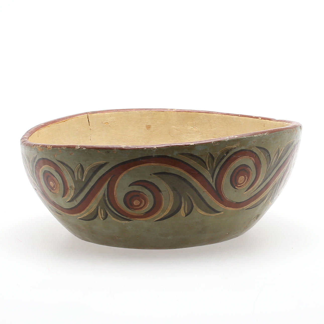 TRÄSKÅL, bemålad, 18/1900-tal.