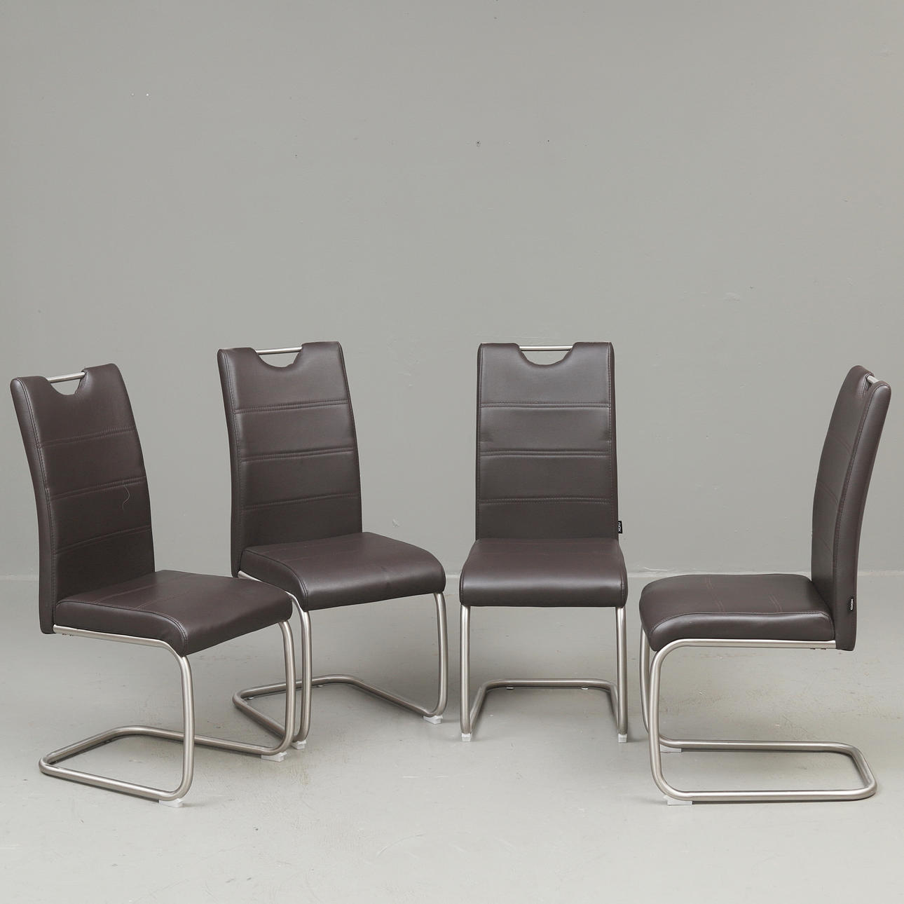CHAIRS, 4pcs, black artificial leather, XORA.