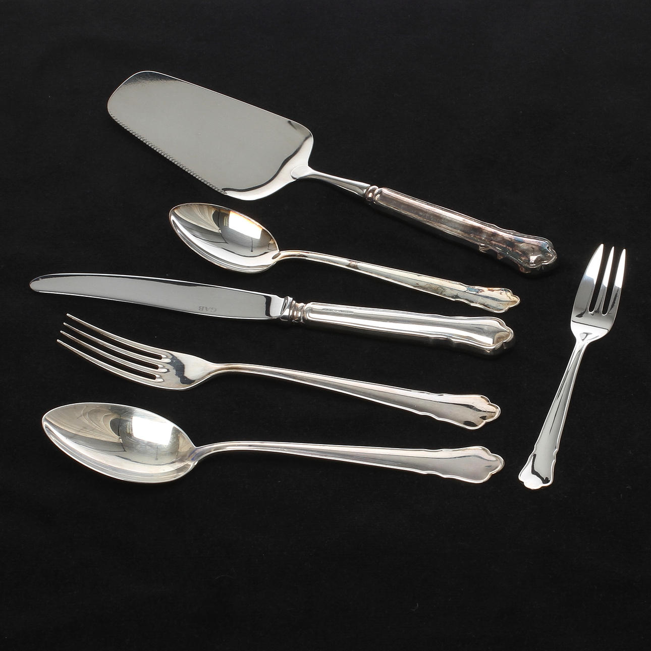 BESTICKSERVIS, ca 59 delar, silver, "Chippendale", GAB, 1990/2000-tal.