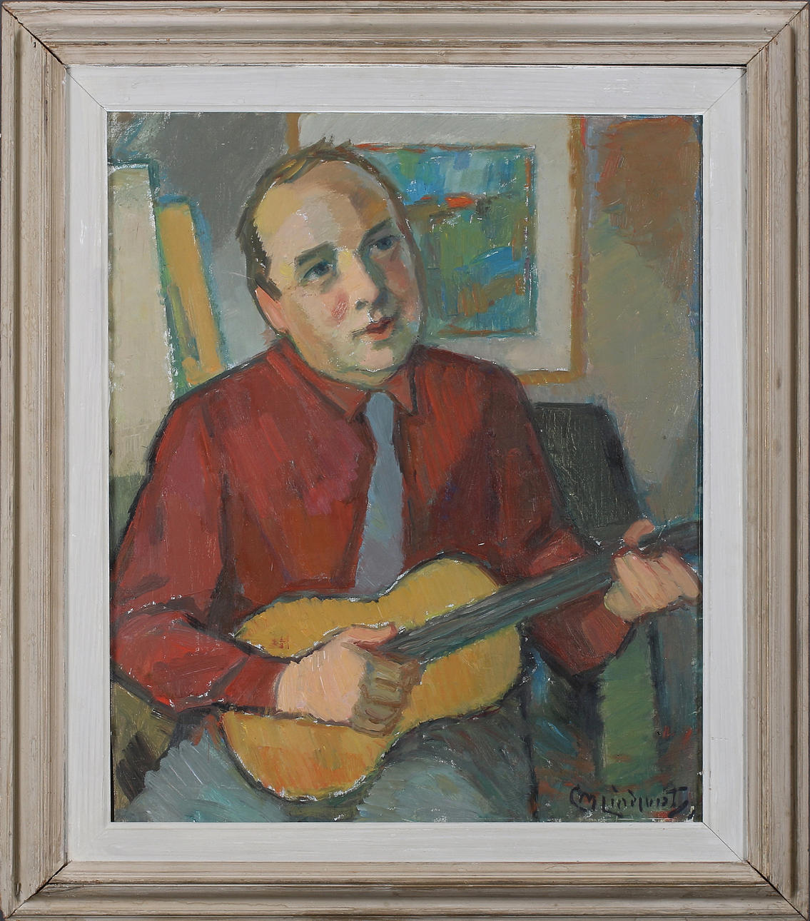 CARL MAGNUS LINDQVIST. "Den sjungande målaren", olja på duk. Signerad.