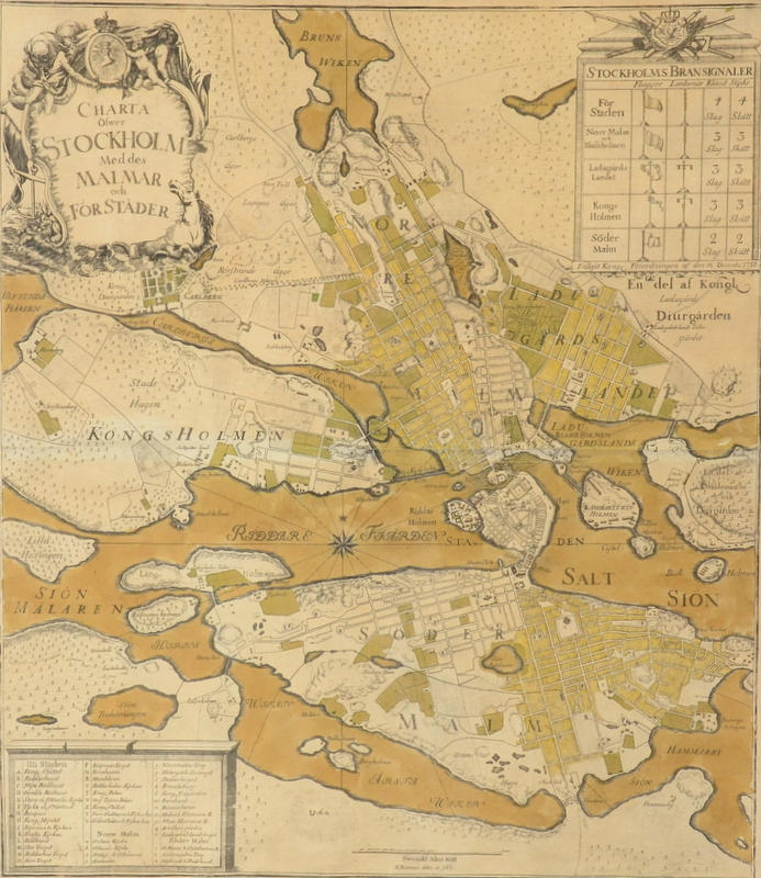 G. BIURMAN. KARTA, "Charta öfwer Stockholm med des malmar och förstäder. 18/1900-tal.