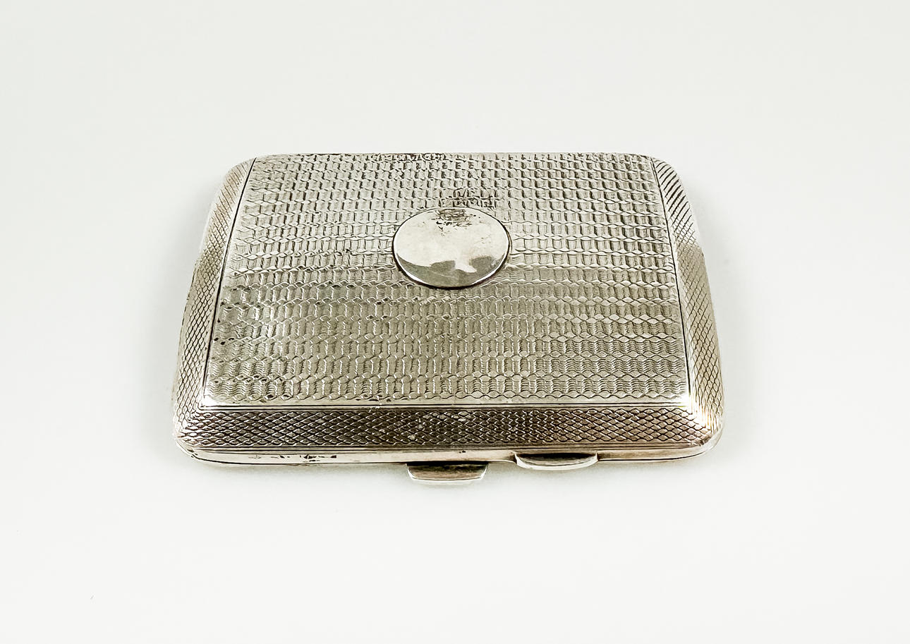 CIGARETTE CASE, silver, Alex Clark Co, London.
