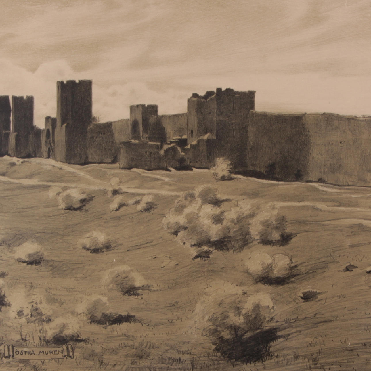 LOUIS SPARRE. Litografi, "Östra Muren", signerad samt daterad 1911.