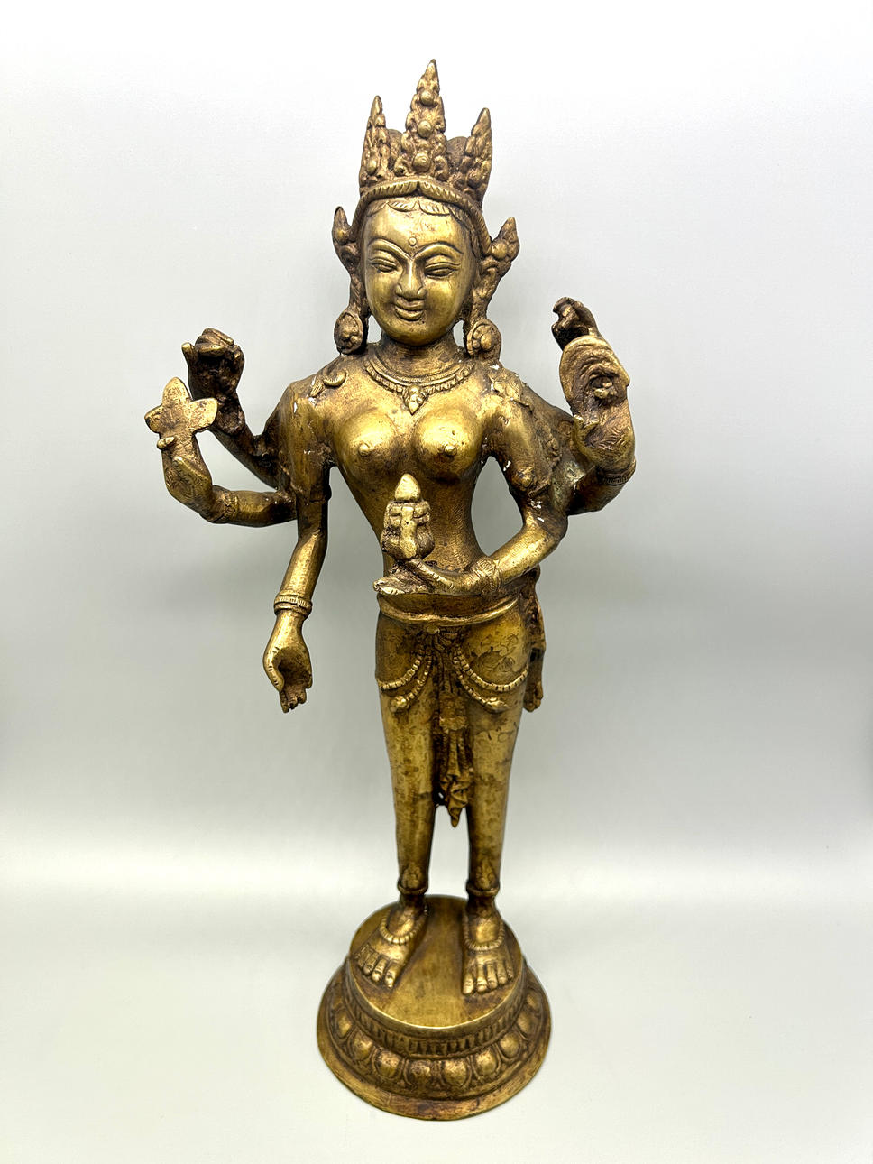 INDIEN MÄSSING TARA FIGURSKULPTUR.
