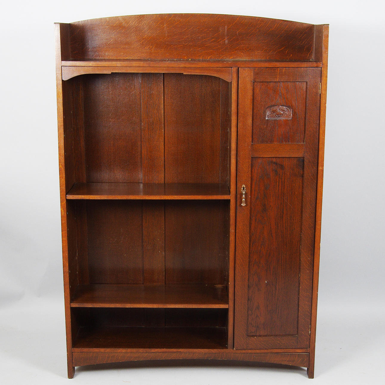 BOKHYLLA MED SKÅP, ek, jugend.