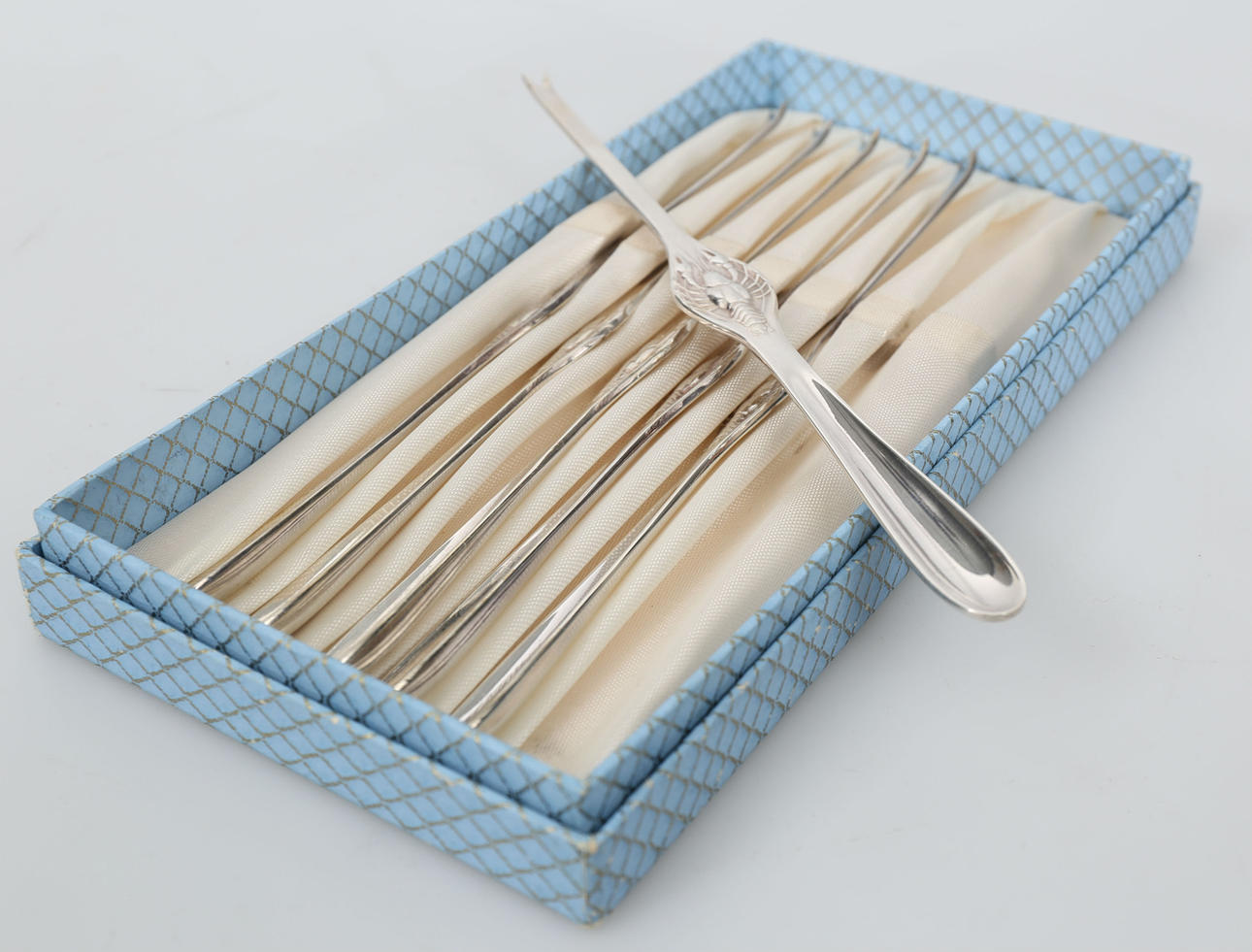 SKALDJURSBESTICK, nysilver, 6 stycken, GAB.