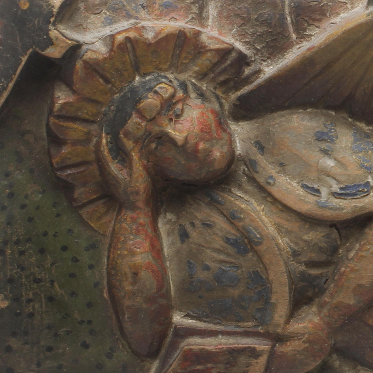 DEKORELEMENT, skuret och bemålat trä, 18/1900-tal.