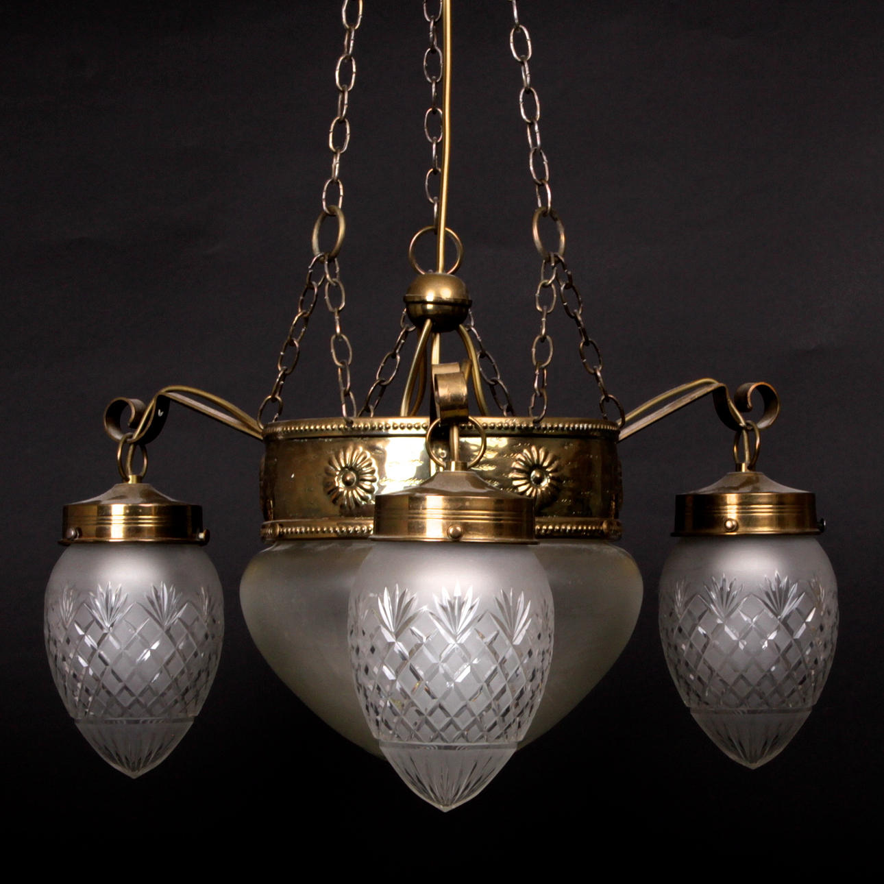 TAKARMATUR, mässing och glas, jugend, 1900-talets första hälft.