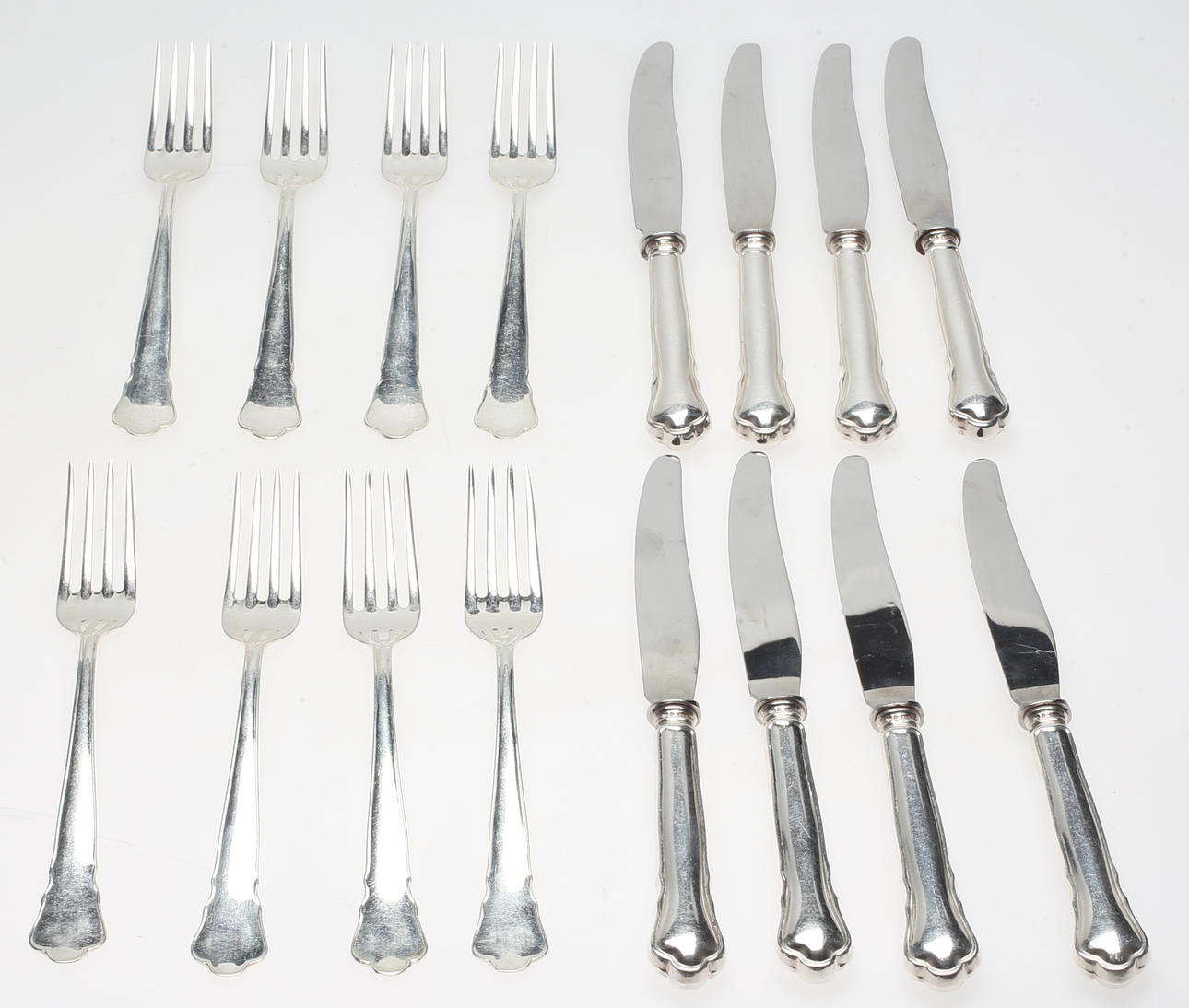 DESSERTBESTICK, 16 delar, silver, "Chippendale", GAB, 1900-tal.