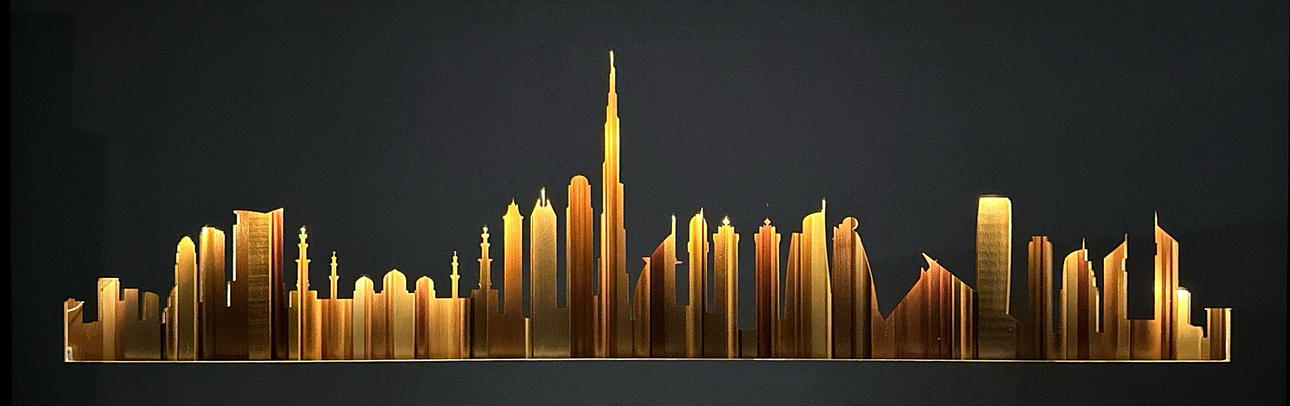 UPPLYSANDE STADSBILD PANORAMA.