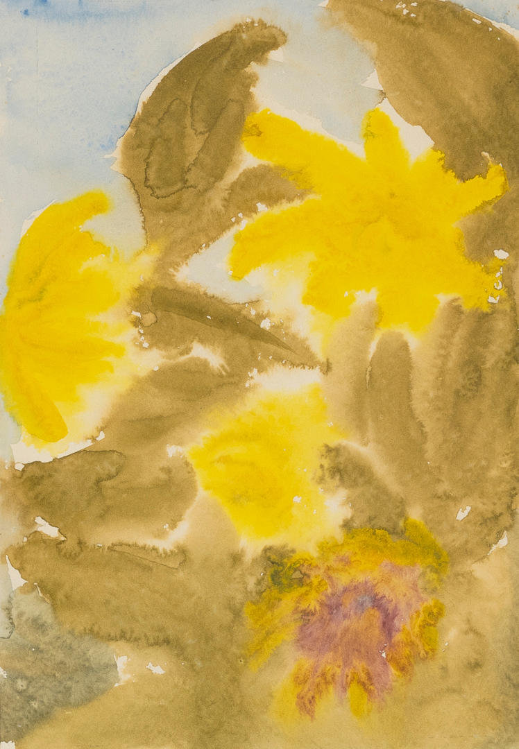TORP. Par målningar. ”Gula sommarblommor.” Akvarell på papper.