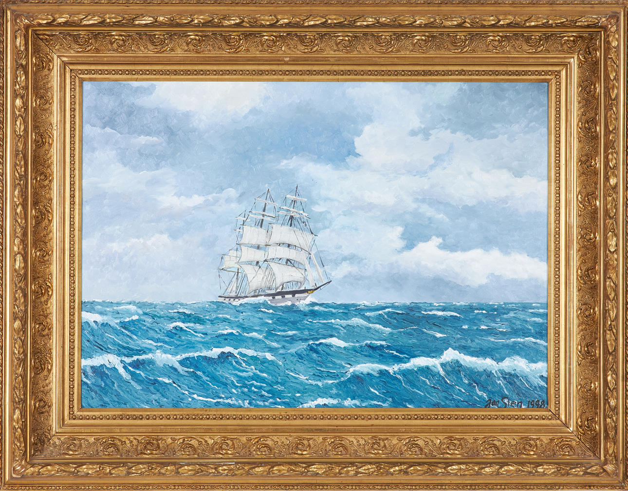 JAN STEN (FÖDD 1927). Oil on panel, marine motif, signed and dated 1998.