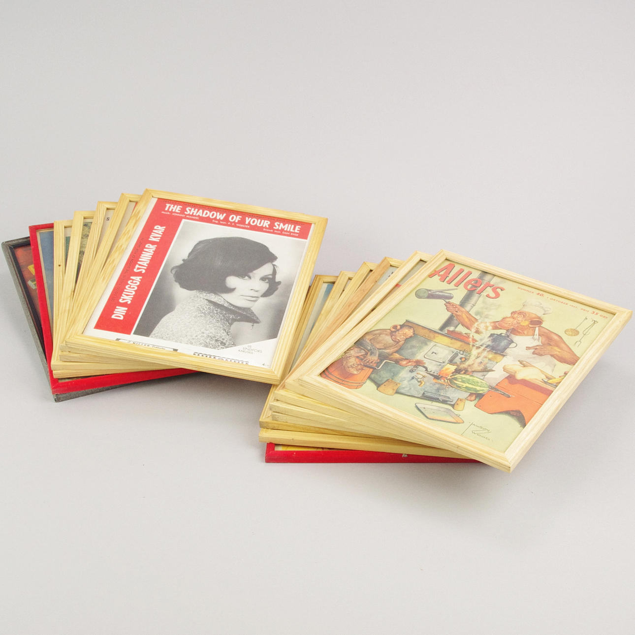 REKLAMTRYCK, musikmöbler m.m., 15 stycken.