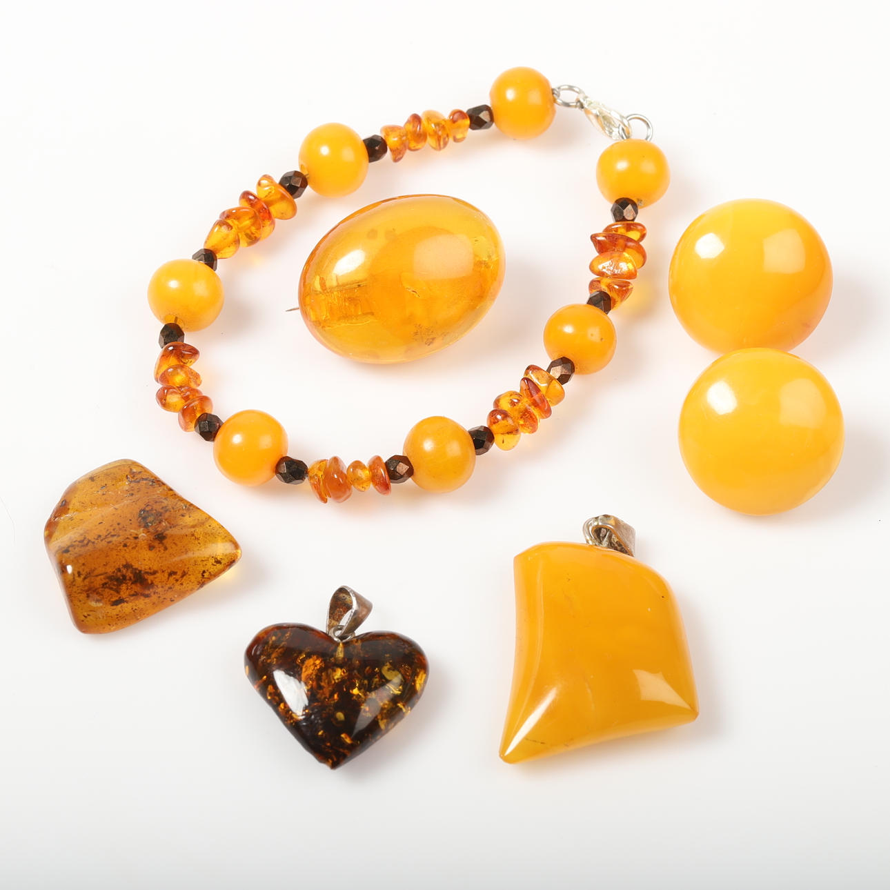 JOYERÍA, 5 piezas, ámbar.