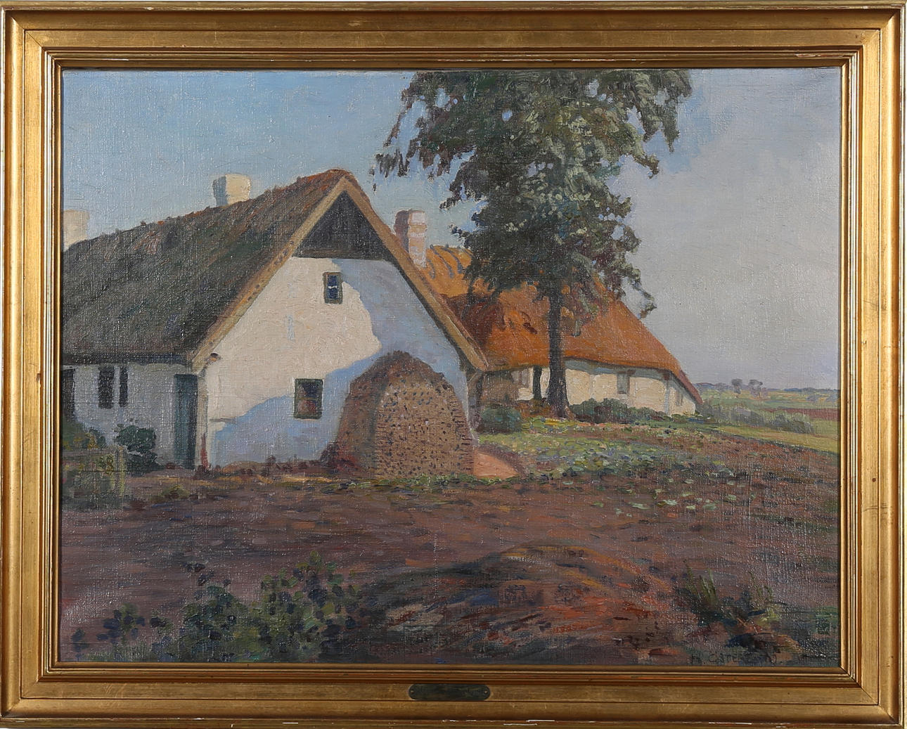 HERMAN ÖSTERLUND. Skånegård, olja på duk, signerad Östlund.