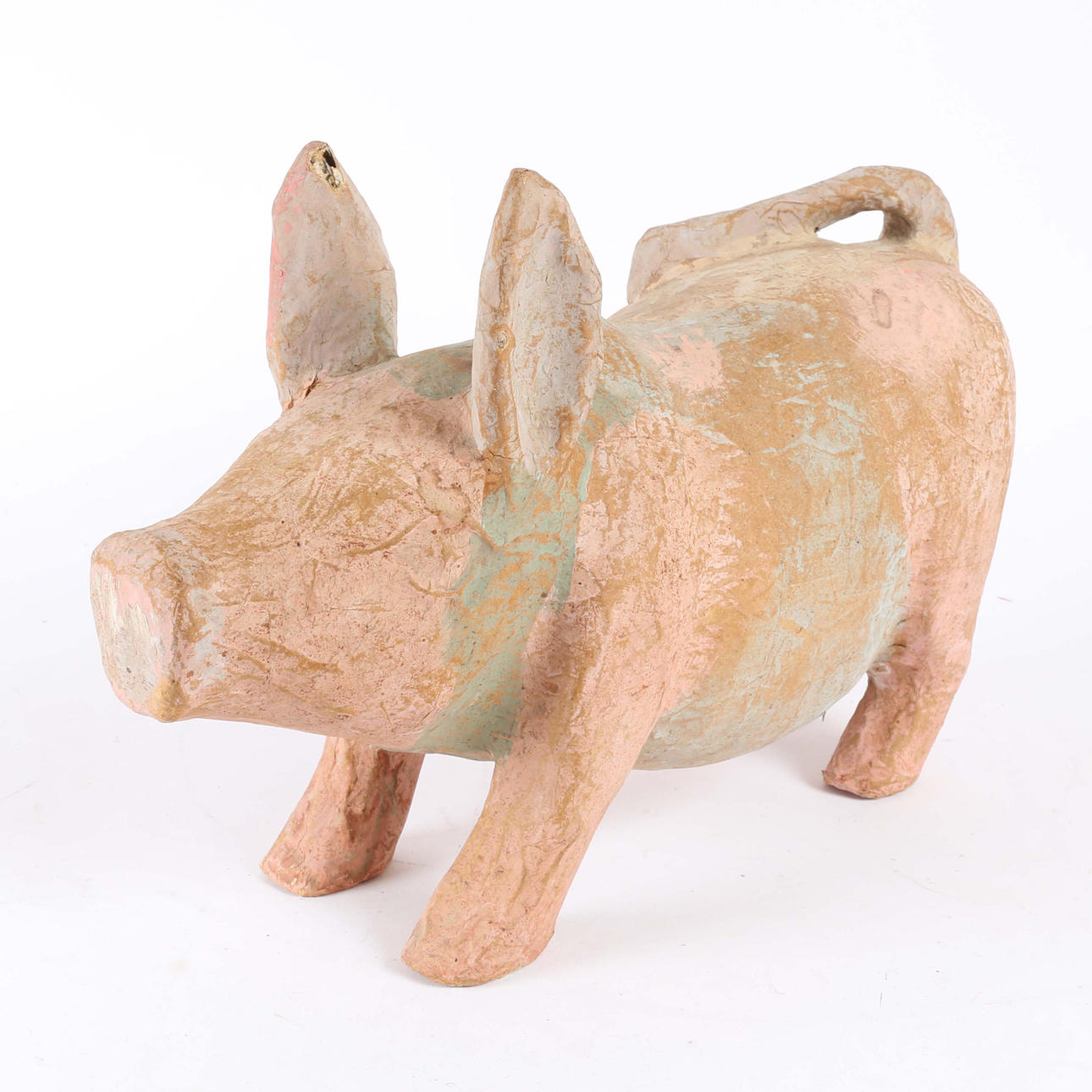 EIN PAPPMACHÉ-SCHWEIN AUS DEM 20. JAHRHUNDERT.