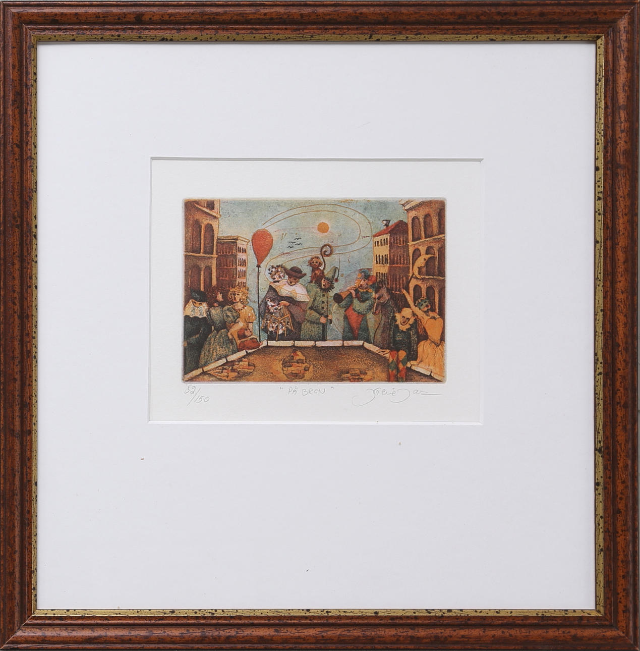 IRENE JARZ. "På bron", grafiskt blad, numrerad 32/150, signerad.