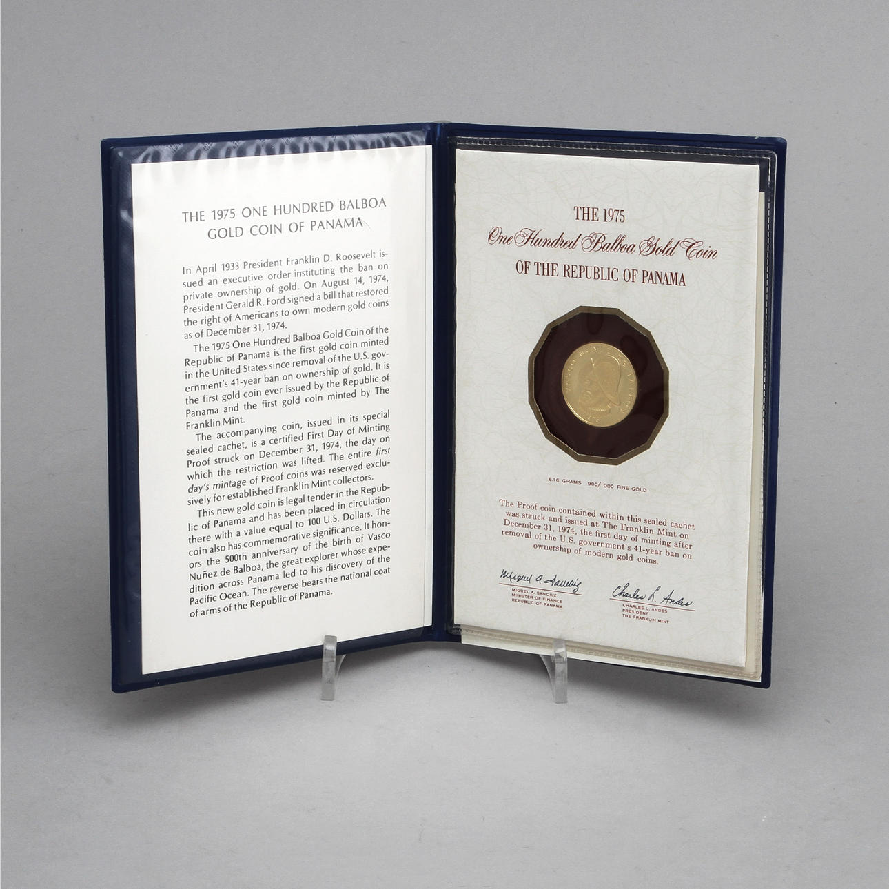 MYNT, 21,6k guld. Franklin Mint. Vikt 8,16 gram.