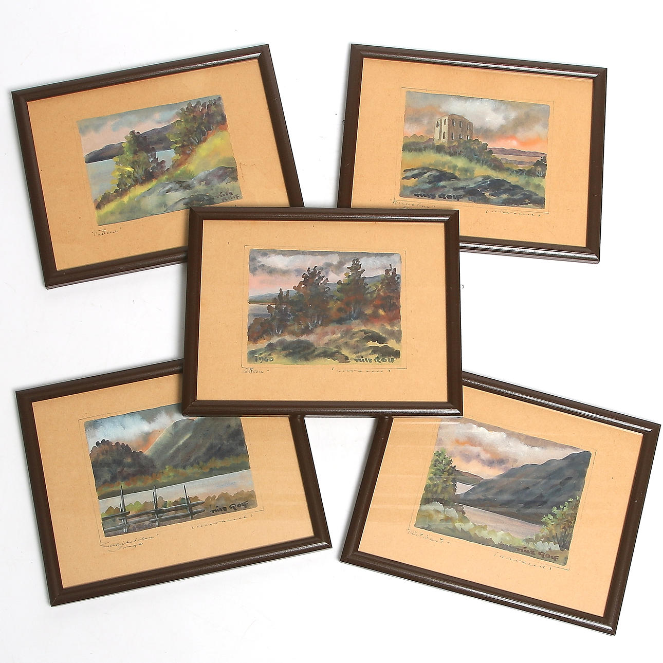 NILS ROLF. 5 st, akvareller, signerade och daterade 1960.