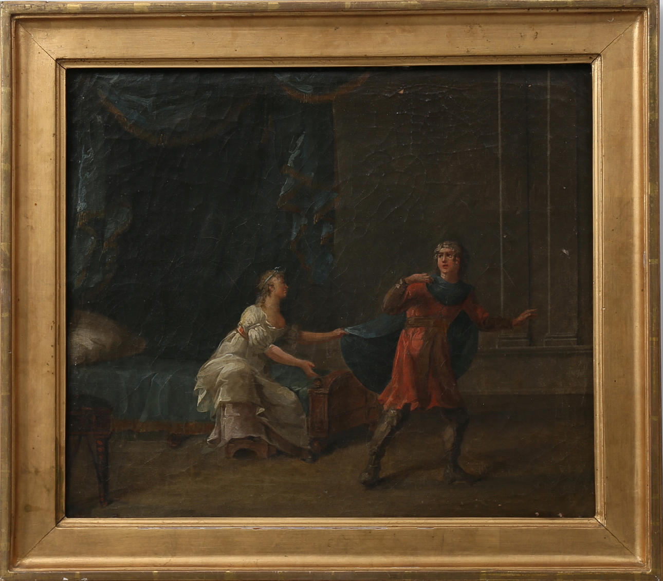 OKÄND KONSTNÄR. Samtal, olja på duk, 17/1800-talet, osignerad.