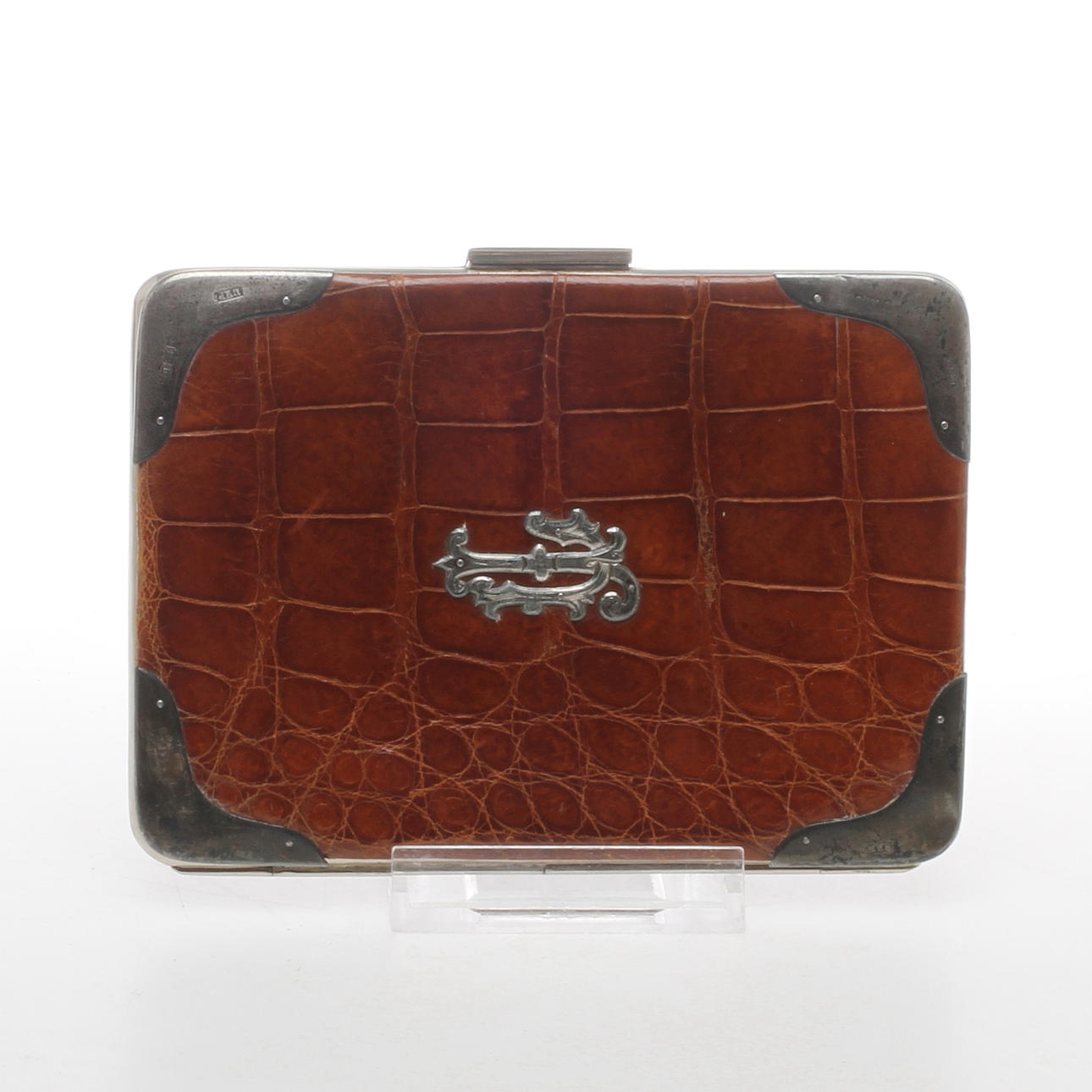 PLÅNBOK/FODRAL, skinn med silverbeslag, otydlig mästarstämpel, Birmingham, England, 1901.