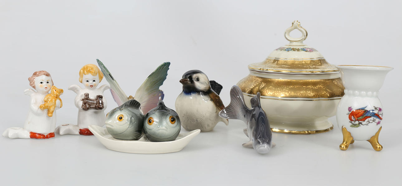 PRYDNADSFÖREMÅL, porslin, 8 stycken, bland annat Rosenthal.