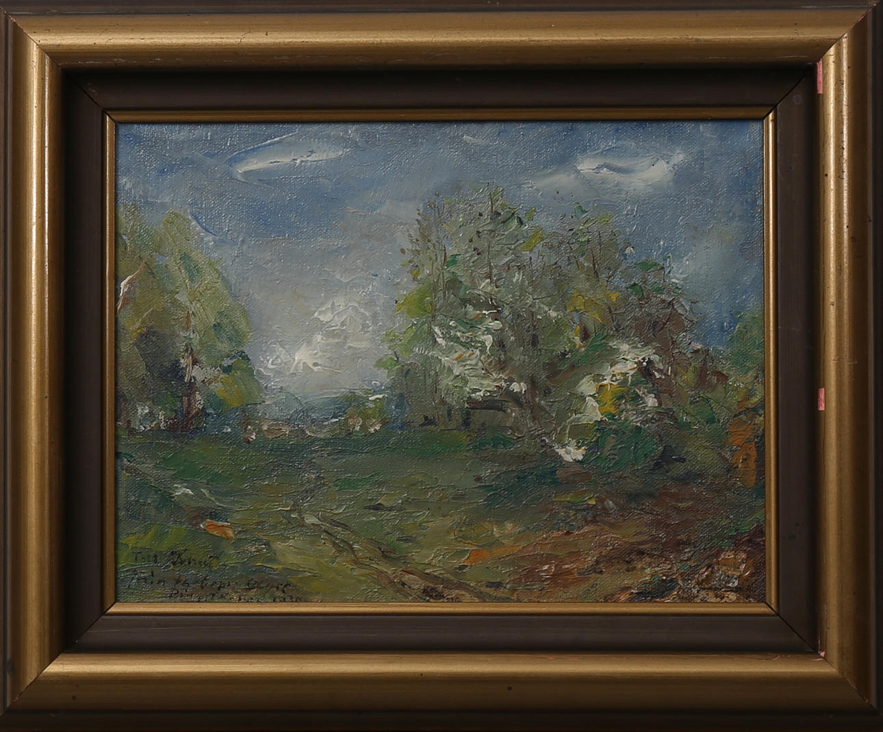 OIDENTIFIERAD KONSTNÄR. Landskap, olja på duk, otydlig signatur.