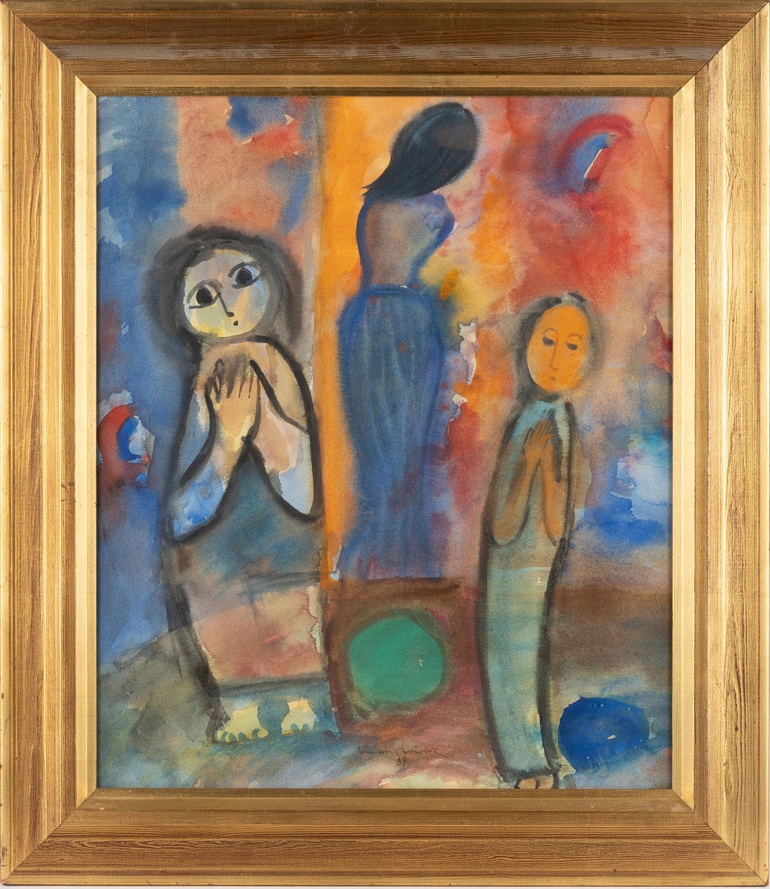 TOMISLAV BOZOVIC. Figure composition, watercolour, signed and dated 1969.