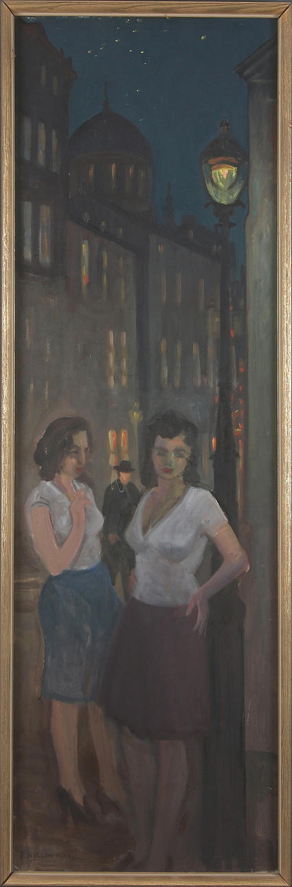 BÖRJE NILSSON-HUGO. Nöjeskvarter, olja på pannå, signerad.