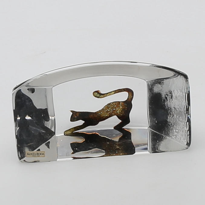 BERTIL VALLIEN. Katt. Skulptur, Kosta Boda.