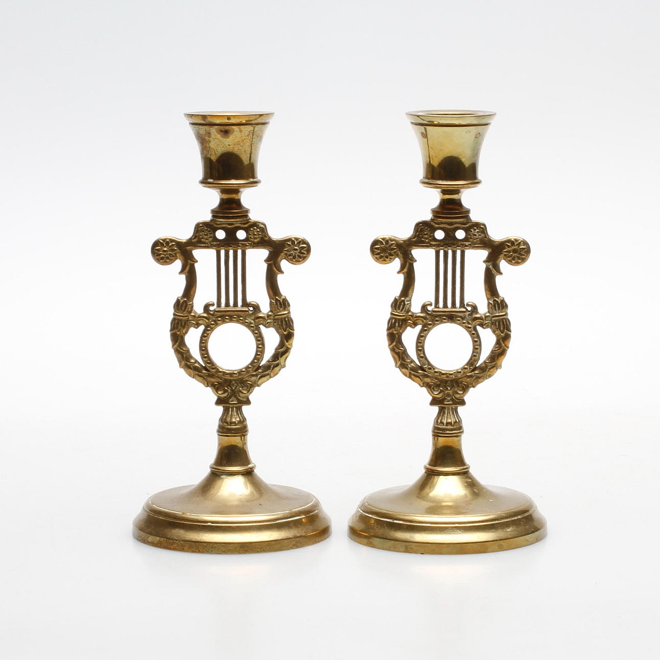 LJUSSTAKAR, ett par, mässing, Skultuna Z10, 1900-tal.