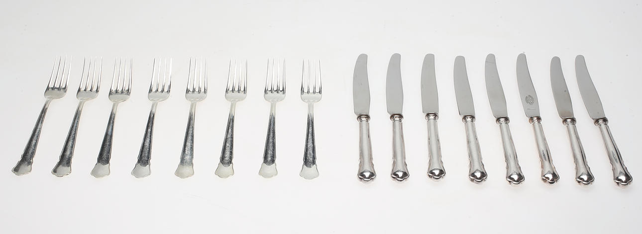 SMÖRGÅSBESTICK, 16 delar, silver, "Chippendale", GAB, 1900-tal.