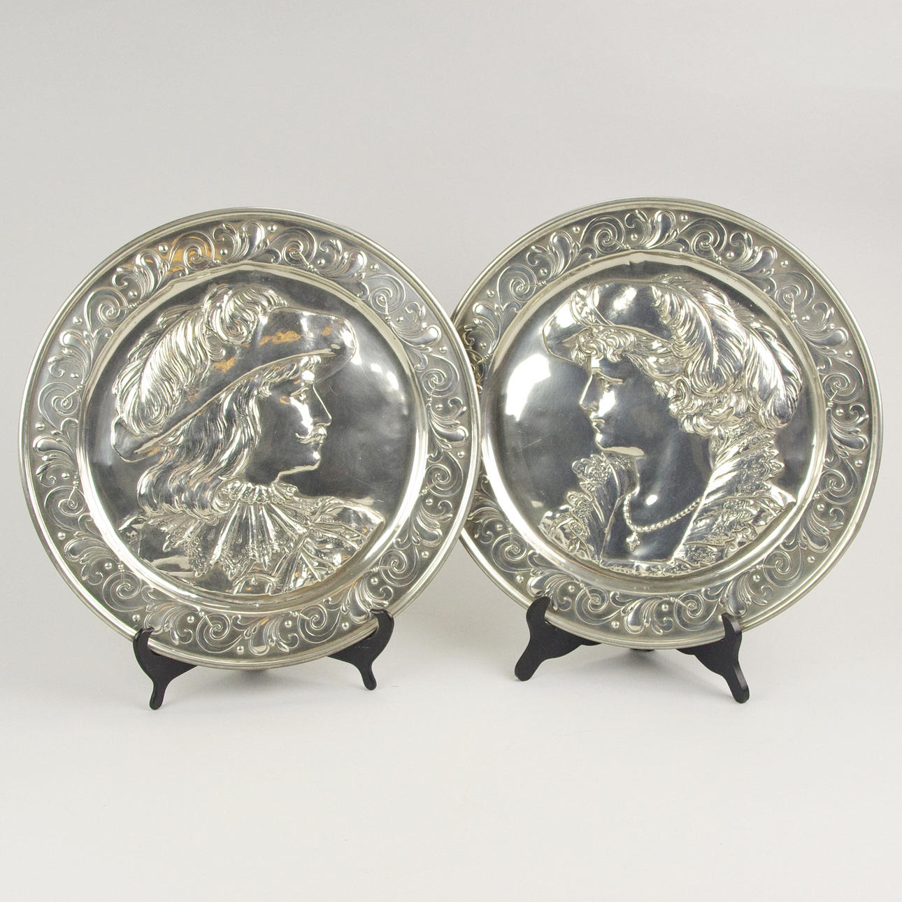 VÄGGPLÅTAR, 1 par, tenn, 1900-tal.