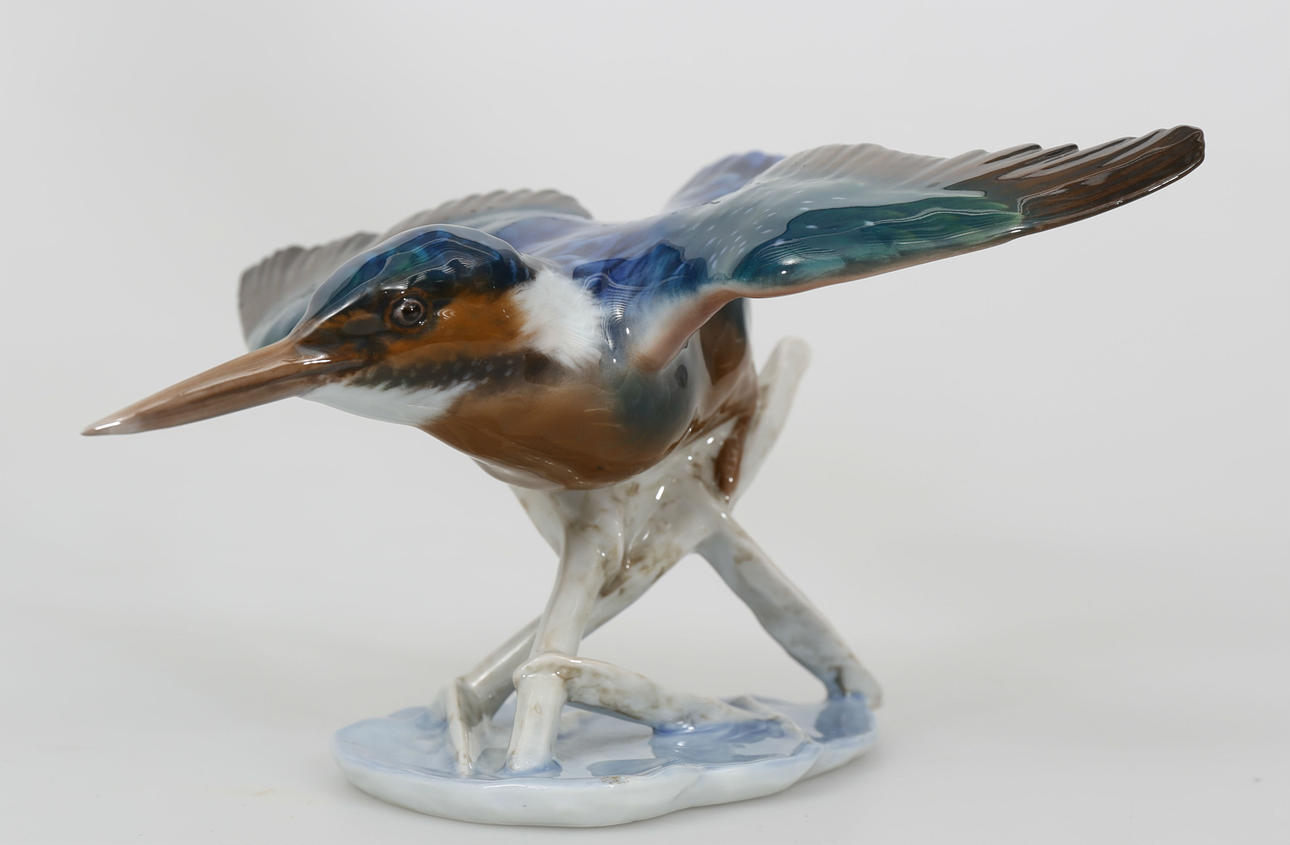 FIGURIN, porslin, Fågel, signerad E Heidenreich, Rosenthal.