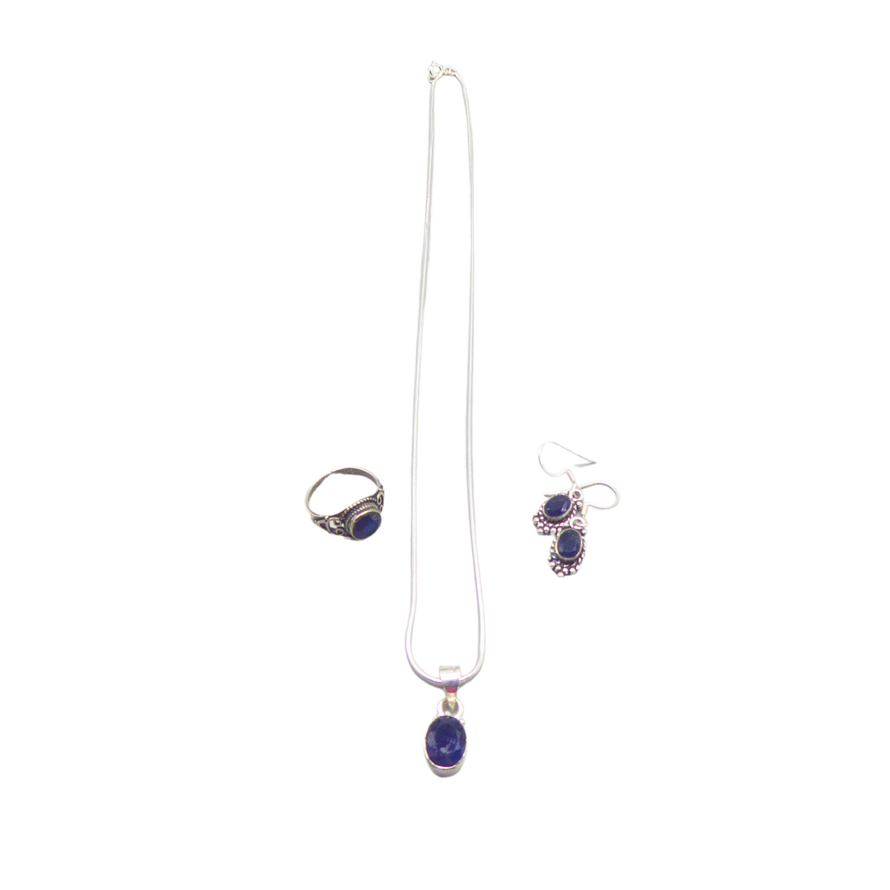 INDISKA SAFIR SMYCKEN I 925 SILVER.