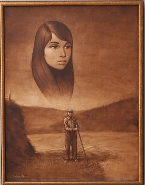 TORBJÖRN FINN. TAVLA, olja duk, signerad Torbjörn Finn, "Skördetid".