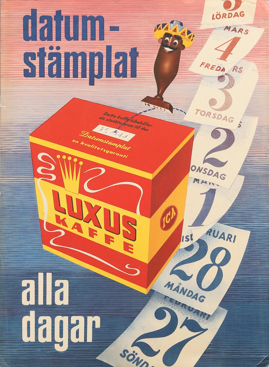 REKLAMPLANSCH, Luxus Kaffe, 1900-talets mitt.