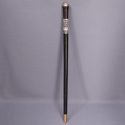 SVÄRDKÄPP, trä/metall, bendekor, tidigt 1900-tal.