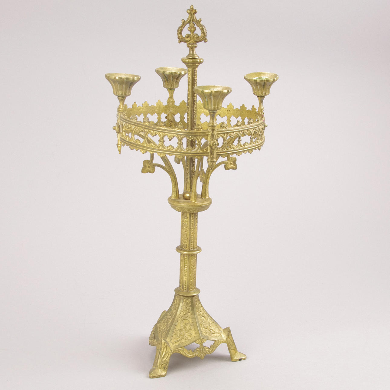 KANDELABER, förgylld metall, 1900-tal.