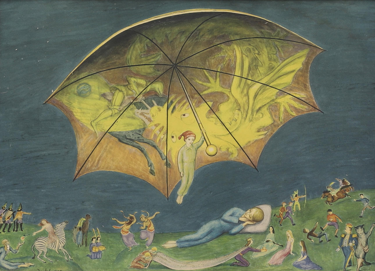 NILS DARDEL. Tryck, efter "John blund", signerad i tryck.