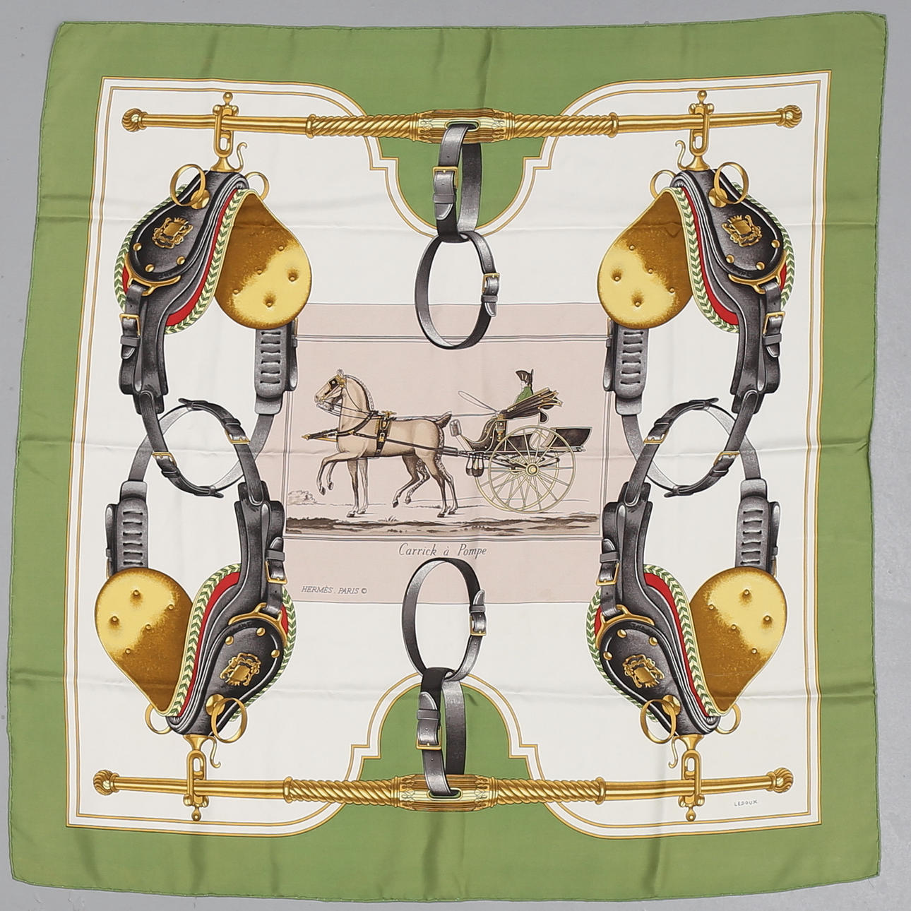 SCARF, siden, "Carrich à Pompe" efter Ledoux, Hermès, Frankrike.