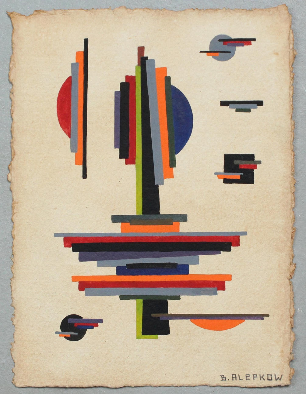 BORIS ALEPKOV. 'Geometric Composition', gouache, signed.