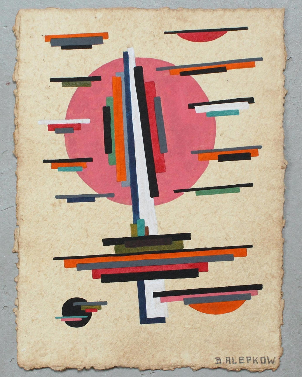 BORIS ALEPKOV. 'Geometric Composition', gouache, signed.