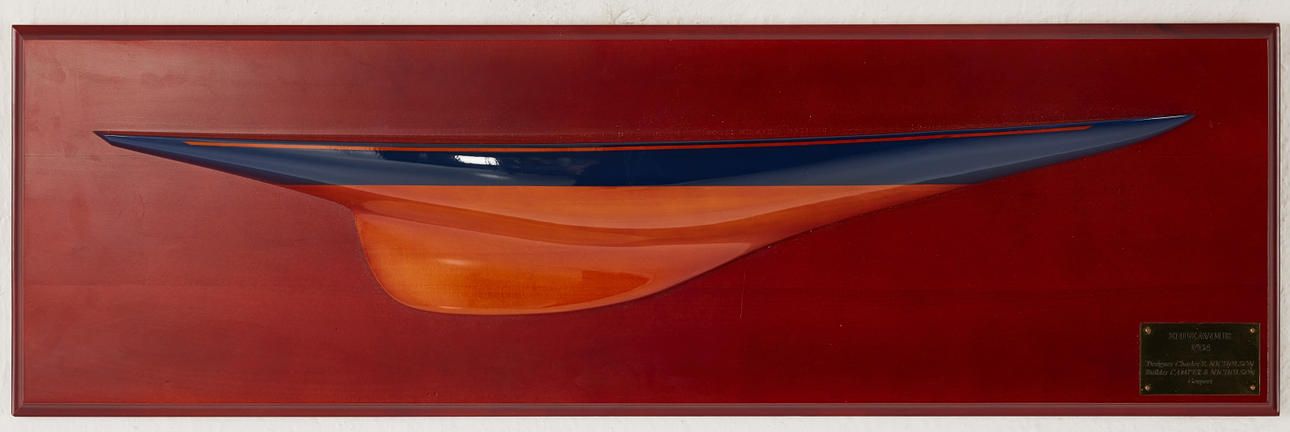 SHIP MODEL, half-model, "Endeavour 1934", brass plaque, contemporary.