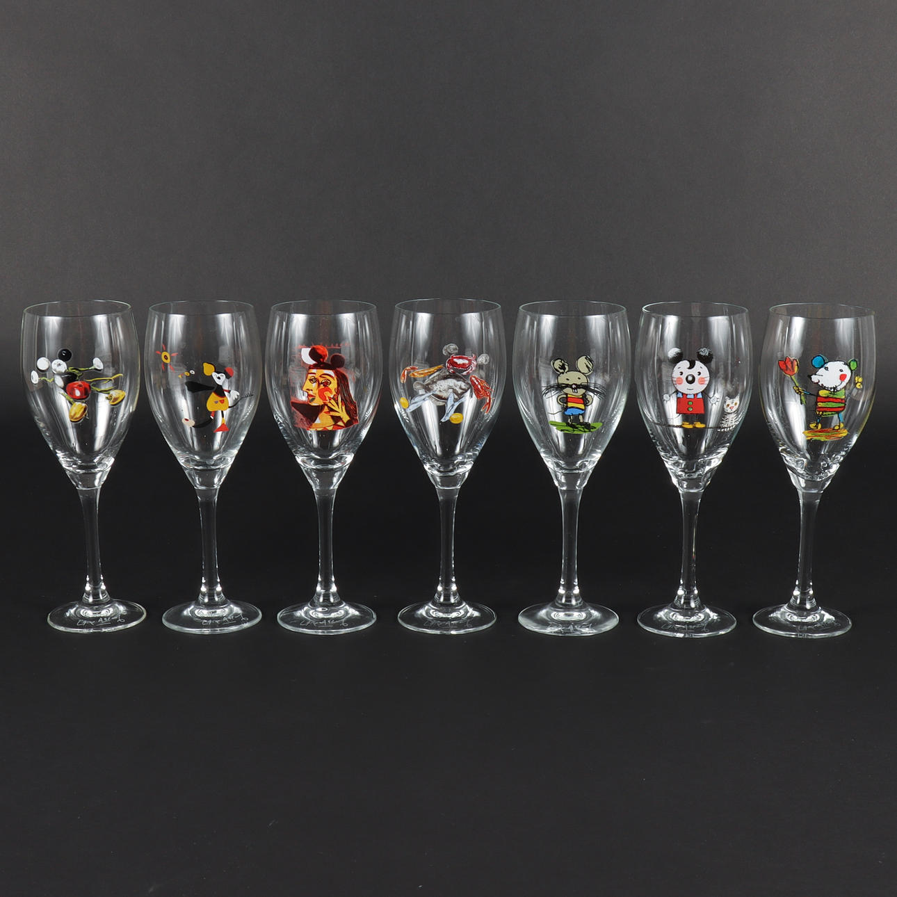 VINGLAS 7 stycken, Lasse Åberg.