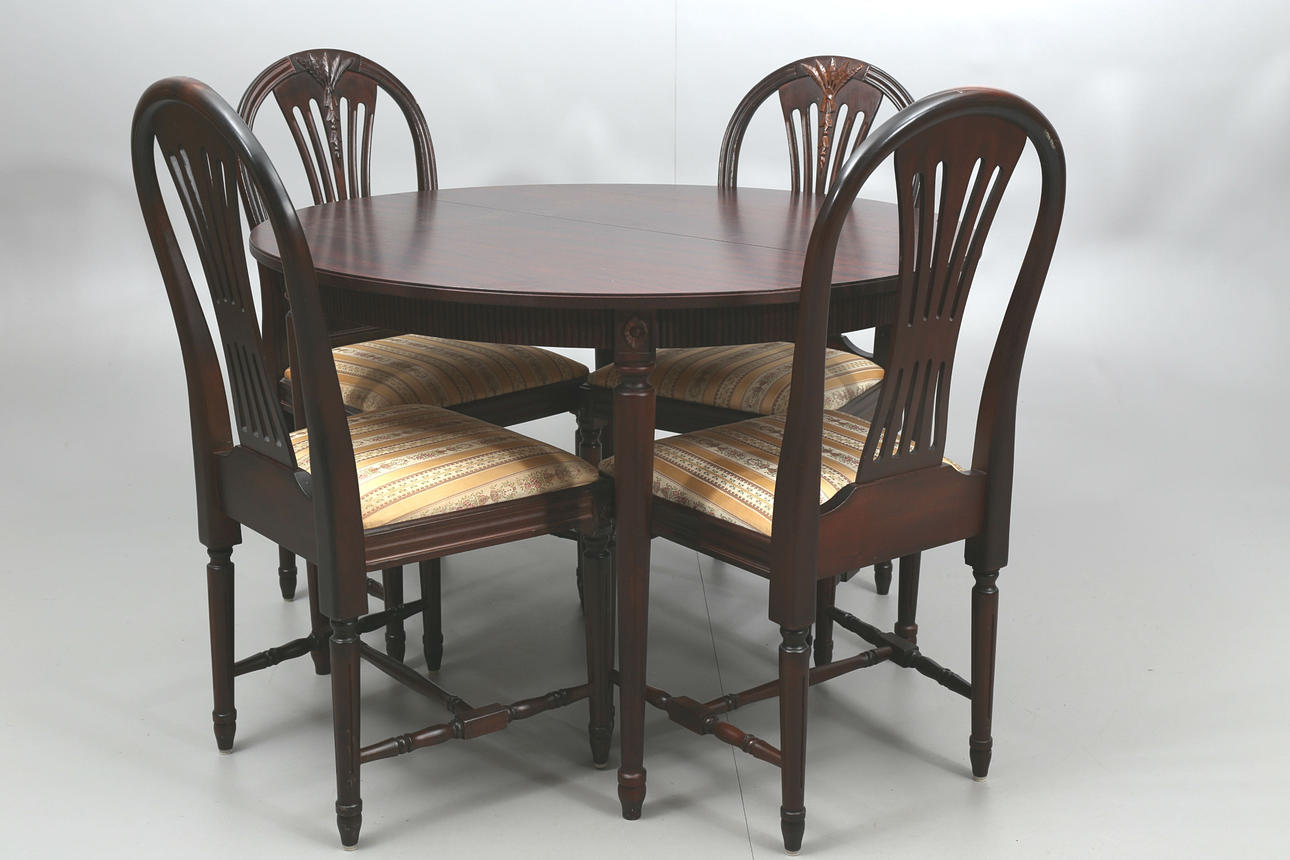 MATRUMSMÖBEL, mahogny, "Axet", 6 delar, gustaviansk stil, 1900-talets andra hälft.